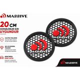 Massive 20CM Hoparlör Kapağı - Massive Logolu Kaliteli Plastik Midrange Hoparlör Kapak 20 cm - 2 Adet