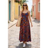 Masspera Kadın Çok Renkli Desenli Süprem Kumaş Askılı Maxi Yaz Elbisesi – Günlük Yazlık Elbise