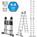Master 504335 Paslanmaz Çelik A Tipi Teleskopik Merdiven 440 cm