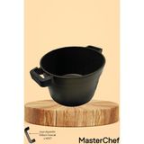 Master Chef 7 Parça Döküm Çizgili Tencere Seti - Dayanıklı Yanmaz ve Yapışmaz - Eşit Isı Dağılımı - Gri