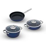 Master Daily Titanium 5 Parça Set Çelik Sap Metalik Mavi (22Cm Derin Tencere + 26Cm Sığ Tencere&Tava)