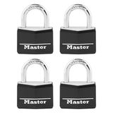 Master Lock 141Q Kapaklı Alüminyum Anahtarlı Asma Kilit, 4'lü Paket, Siyah