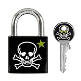 Master Lock 3430EURDSKULL Anahtar Asma Kilit, Kafatası Motifli, 5,3 x 3 x 1,5 cm, Siyah, Beyaz ve Yeşil