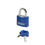 Master Lock Anahtarlı Asma Kilit Masif Alüminyum Vinil Kaplamalı, Mavi, Sarı, Kırmızı, 5,2 cm x 3 cm x 1,6 cm