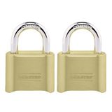 Master Lock Şifreli Kilit, İç ve Dış Mekan Asma Kilit, Sıfırlanabilir Şifreli Dolap Kilidi, 2'li Paket, 175EC2, Altın