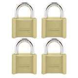 Master Lock Şifreli Kilit, İç ve Dış Mekan Asma Kilit, Sıfırlanabilir Şifreli Dolap Kilidi, 4 Paket, 175EC4, Altın