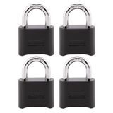 Master Lock Siyah Şifreli Kilit, Özelleştirilebilir Combo Asma Kilit, Kapalı ve Açık Hava Koşullarına Dayanıklı Kilit, Kapılar, Dolaplar, 4 Paket, 178EC4 için Sıfırlanabilir Kodlu