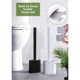 MasterCar 2li Set Beyaz ve Siyah Renk Silikon Tuvalet Fırçası Set Bükülebilir Pratik Silikon Wc Klozet Fırçası