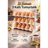 MasterCar 3 Katlı Yumurta Rafı 30 Bölmeli Buzdolabı Düzenleyici Raf Tezgah ve Dolap Içi Organizer 24,5X17X21CM - 0 - 3 L