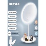MasterCar Beyaz Renk LED Işıklı USB Şarjlı Masa Üstü Makyaj Aynası Dokunmatik Makyaj Aynası