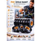 Mastercare PVC İzole Bant 10'lu Set, 5.4 Metre Elektrikçi Bandı, 300V Yalıtımlı Kablo Tamir Bandı 716521