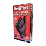 Masterforce Siyah Nitril Muayene Eldiveni 50’li | Pudrasız, Dayanıklı, Kaydırmaz, Tek Kullanımlık Koruyucu Eldiven