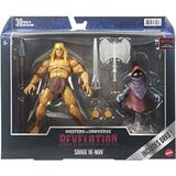 Masters of the Universe verse Deluxe He-Man aksiyon figürü, 30'dan fazla eklem yeri, 3 silah, kıyafet ve döner tabanlı Orko figürü, 18 cm GYY41