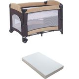 Mastic Anne Yanı Park Yatak Sallanır Oyun Parkı Cibinlikli Yatak Hediyeli 70X110 cm - 70 x 110 cm - Bej