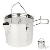 MASTIFF GEARS® 304 (18/8) Paslanmaz Çelik (FDA Uyumlu) 50 oz / 1,4 L Kamp Su Isıtıcısı/Tencere/Bardak 3'ü 1 arada