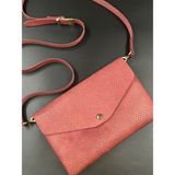 MAT DERİ Kadın Çapraz Askılı Clutch Deri El Portföy Çantası - Bordo Yılan