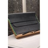 MAT DERİ Macbook Air Çantası Füme Nubuk Deri El Dikişi Macbook Pro Kılıfı 13" 14" Seçenekli - Yeşil