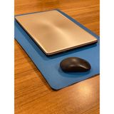 MAT DERİ Mouse Pad Hakiki Deri Masa Matı 35 x 60 cm Oyuncu Mousepad Laptop Altlığı Ofis Aksesuar - Mavi
