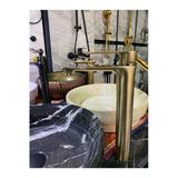 Mat Gold Çanak Lavabo Bataryası Mat Altın Çanak Musluğu Kare Slim Tasarım Mat Gold Batarya