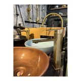Mat Gold Çanak Lavabo Bataryası Mat Altın Lavabo Musluğu Kare Tasarım Mat Antik Gold
