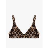 Mat Kumaş V Yaka Leopar Desenli Bikini Üst