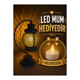 Mat Mavi Dekoratif Mini Fener – LED Mum Uyumlu Çok Renkli