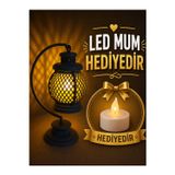 Mat Mavi Dekoratif Mini Fener – LED Mum Uyumlu