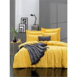 Mat Pamuk Saten Çift Kişilik Nevresim Takımı - 200 x 220 cm - Açık Sarı
