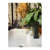 Mat Siyah Lavabo Bataryası Kare Slim Tasarım Siyah Banyo Armatürü