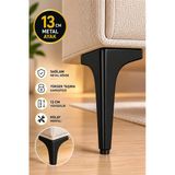 Mat Siyah Metal 13 Cm Mobilya Köşe Ayağı Dayanıklı Modern Tasarım Koltuk Sehpa Mobilya