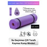 #Mat Taşıma Askılı Su Geçirmez Çift Taraflı Kaymaz Kamp Minderi 6.5mm Lila Çadır Uyku Matı Pilates Y
