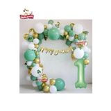 Mat Yeşil 1 Yaş Folyo Balon Happy Birthday Kaliğrafi Yeşil Gold Beyaz Doğum Günü Parti Seti