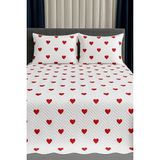 Mata Çeyiz Çift Kişilik Çeyizlik Pike Yatak Örtüsü Takımı 200X220 cm 2 Yastık Kılıflı Çok Amaçlı Battaniye - Kırmızı - Beyaz - 200 x 240 cm