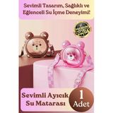#Matara Kaliteli Bpa İçermez Askılı Pipetli Çocuk Okul 3D Desenli Sevimli Ayıcık Model Su Matarası