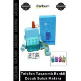 #Matara Pipetli Askılı Sızdırmaz Mika Okul Matarası Telefon Tasarımlı Renkli Çocuk Suluk Matara
