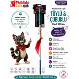 Matatabi Cats Tüylü Zilli Olta 42 cm Alüminyum Saplı Eğlenceli Kedi Oyuncağı