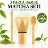 Matcha Çayı Hazırlama Seti 3 Parça Bambu Chasen Çırpıcı Chashaku Kaşık ve Karıştırma Çubuğu - Çok Renkli
