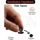 Matchcaps Yapışkanlı Vida Tapası Parlak Siyah Vida Kapatıcı Kapak Mobilya Vida Gizleme - 50 Adet