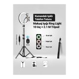 Matechno 10 İnç LED Ring Light, 3 Renk, Bluetooth Kumandalı, 2.1 M Tripod, TikTok Makyöz Çekim Işığı