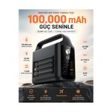 MATECHNO 100.000 mAh Taşınabilir Powerbank 22.5W Süper Hızlı Şarj Dahili 3 Kablo LED Kamp Lambası Dijital Göstergeli Çoklu Çıkış