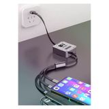 MATECHNO 100W Geri Çekilebilir Makaralı Çoklu Şarj Kablosu Alüminyum Kutu Lightning Micro Type-C Şarj Kablosu