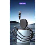 MATECHNO 100W Geri Çekilebilir Makaralı Çoklu Şarj Kablosu Dönüştürücülü Lightning Micro Type-C Şarj Kablo