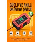Matechno 12V 6A Akıllı Darbeli Akü Şarj Cihazı | LCD Ekranlı Profesyonel Onarım Modlu Araba Motosiklet Akü Şarj Cihazı