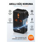 Matechno 20WPD Hızlı Şarjlı Akım Korumalı Evrensel Priz Dönüştürücü Usb-C & Usb-A Çıkışlı 2500W - Siyah