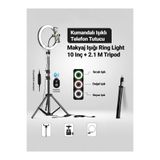 MATECHNO 3 Renk Led Ring Light 26Cm 10İnç Bluetooth Kumandalı 2.1M Ayarlanır Tripot Tiktok Make Up Çekim Işık