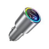 MATECHNO 53W Type-C USB Hızlı Şarj PD Fast RGB Araç Şarj Kiti Iron Zinc Araç içi Şarj Aleti Çakmaklık