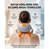 Matechno Isıtmalı Boyun Omuz Masaj Aleti Yoğurma Özellikli Ergonomik Taşınabilir Güçlü Motorlu Masaj Cihazı - Turuncu - Gri