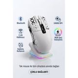 MATECHNO Kablosuz Gaming Mouse Bluetooth 2.4G Kablolu 3 Mod Bağlantılı 24000 DPI RGB Şarj İstasyonlu Oyuncu Mouse