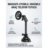 Matechno Magsafe Vantuz Taban Telefon Tutucu Araç Masaüstü Stand Tablet Uyumlu Güçlü Tutucu - Siyah