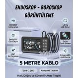 Matechno Monitörlü Yılan Kamera Profesyonel Endoskop 5 mt Uzun Kıvrılabilir Sert Kablo Ledli Kullanım - 5 METRE